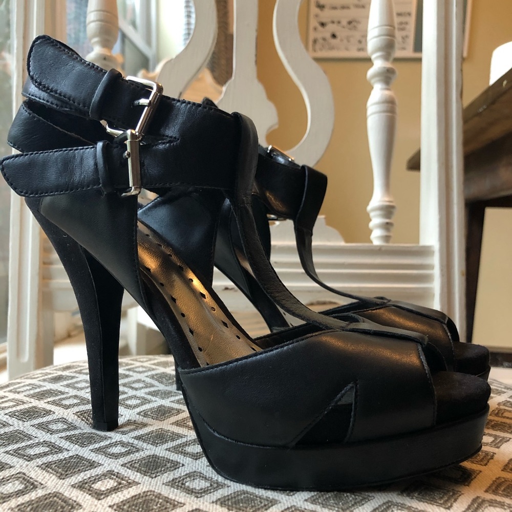BCBGirls black heels with buckle detail 7.5